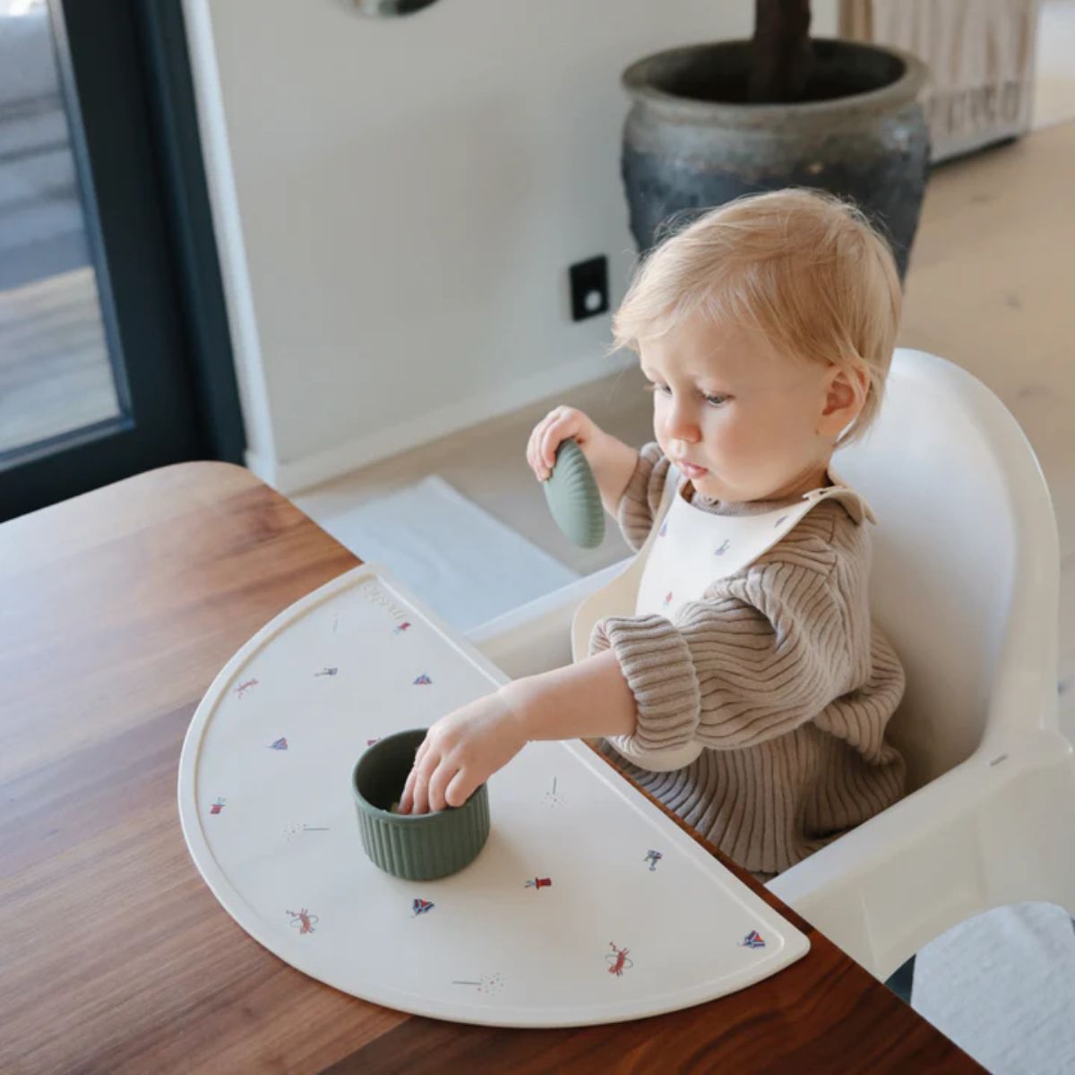 Kit Pote de Silicone Infantil Mushie - 3 Unidades Green

