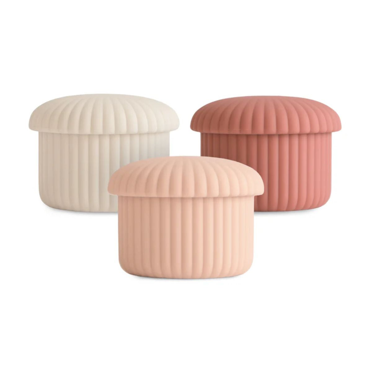 Mushie Silicone Baby Food Containers 3 pack set - Pinks Combo on Luna Baby Store Miami