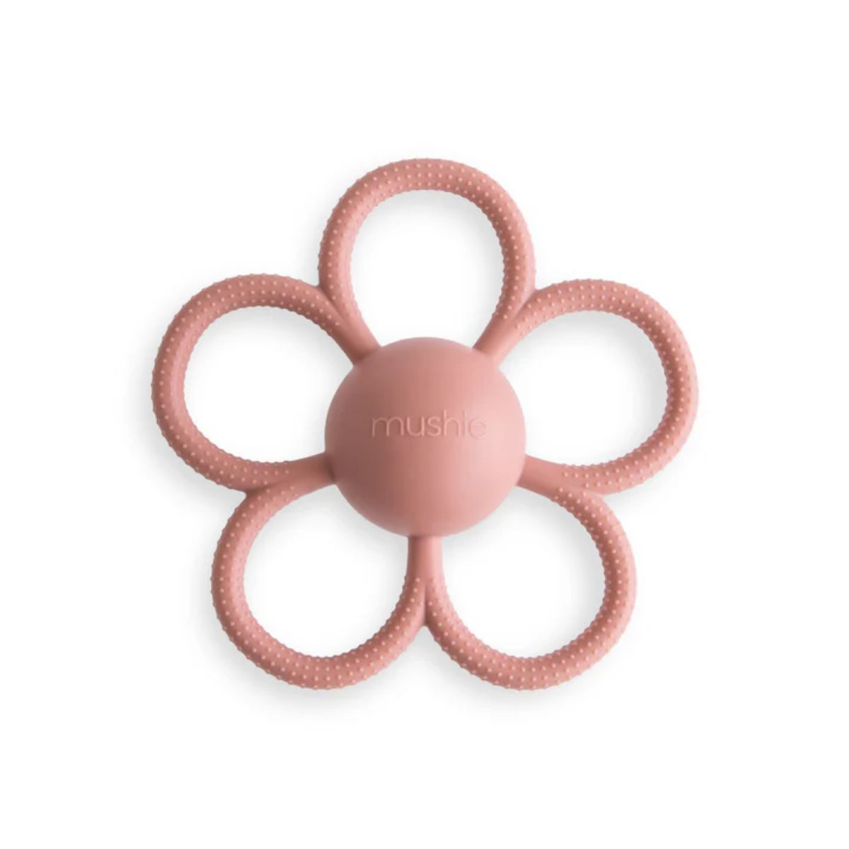 Mushie Silicone Daisy Rattle Teether - Dusty Rose
