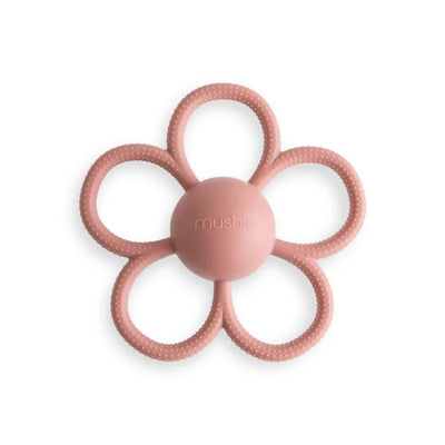 Mushie Silicone Daisy Rattle Teether - Dusty Rose