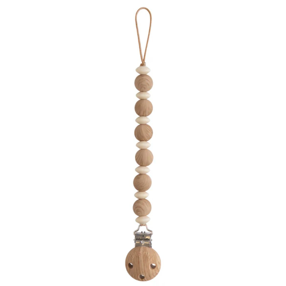Prendedor De Chupeta Infantil Mushie Luna Faux Wood