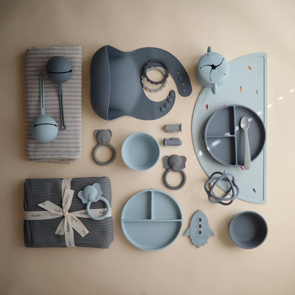 Porta Chupeta Infantil Mushie Powder Blue