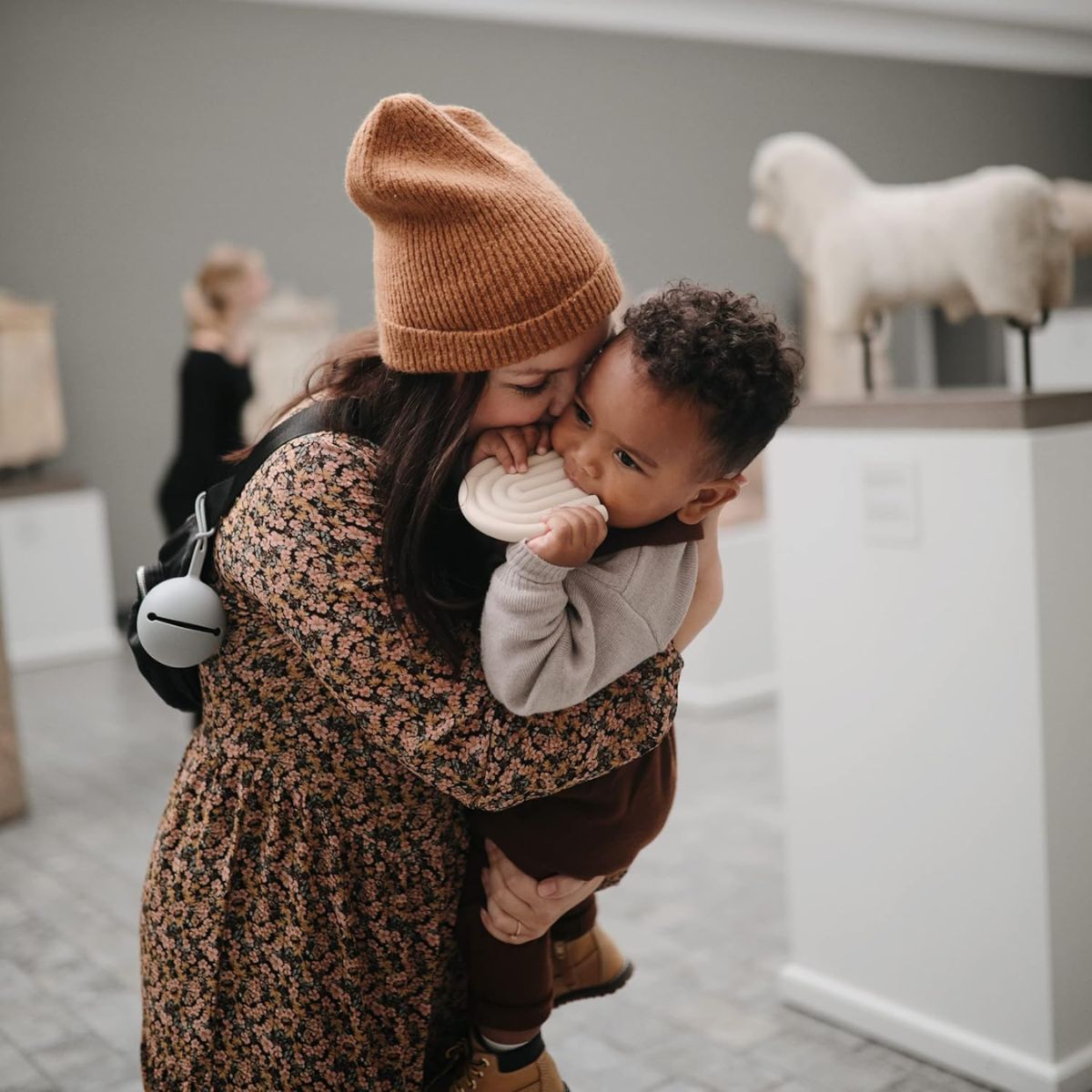 Mushie Silicone Pacifier Holder Case - Stone