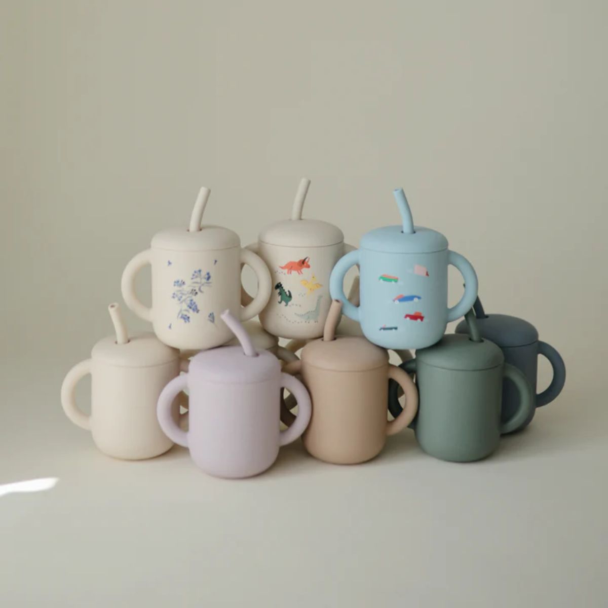 Copo Infantil Mushie Com Alças e Canudo Fairy Mice