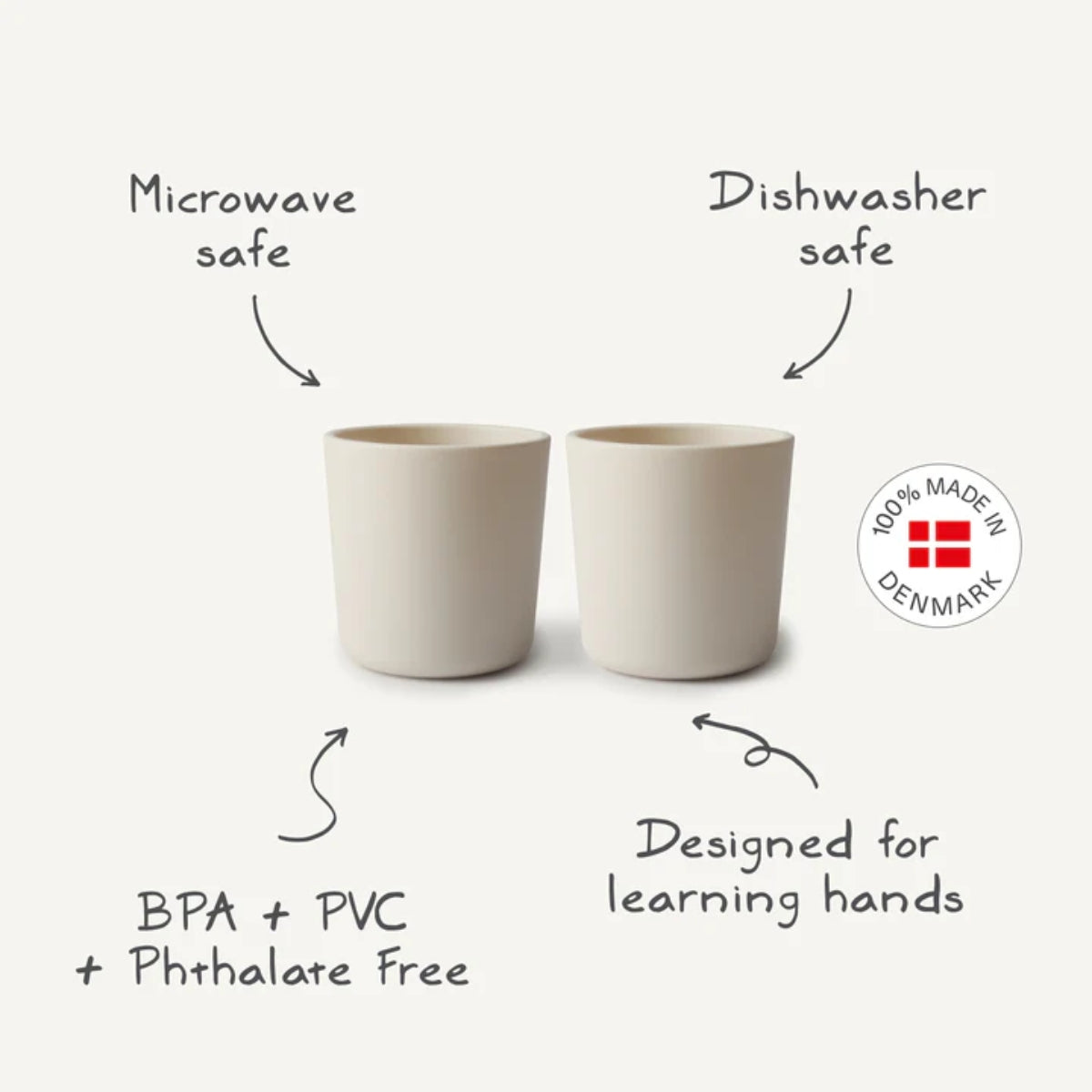 Mushie Plastic Dinnerware Cups Set of 2 - Vanilla