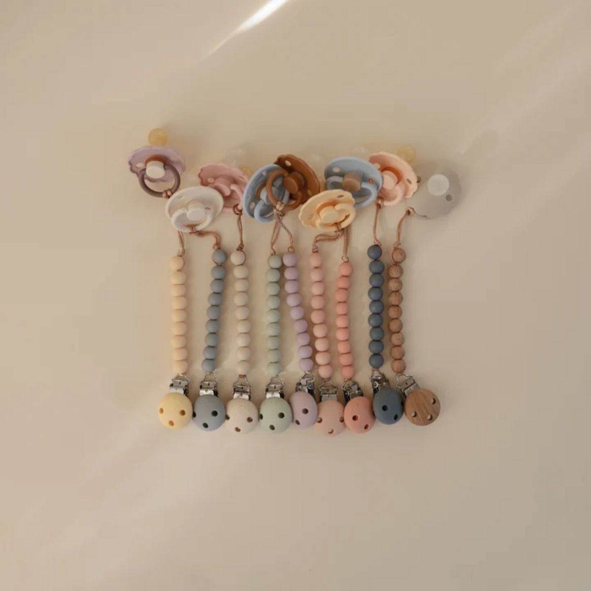 Mushie Silicone Pacifier Clip | Hera - Stone