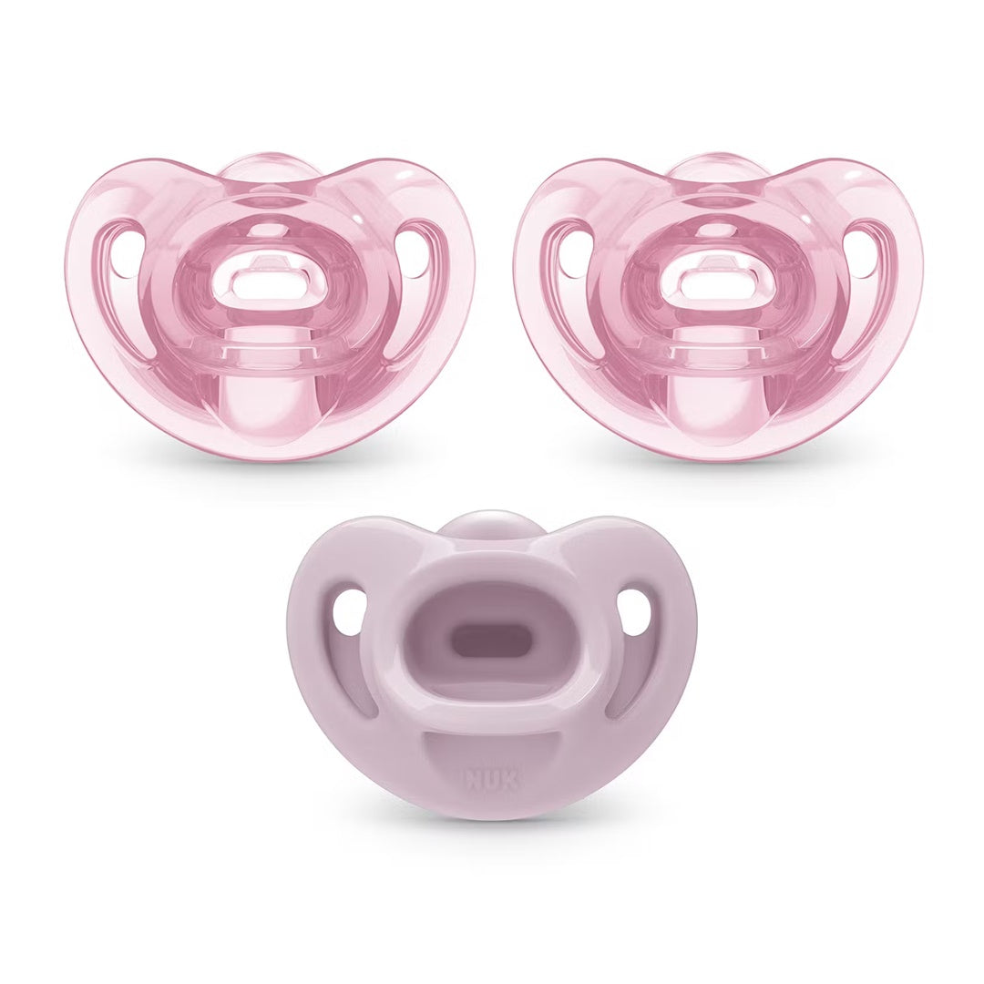 NUK Comfy Chupeta 100% Silicone, 0-6 meses 3 unidades - Rosa