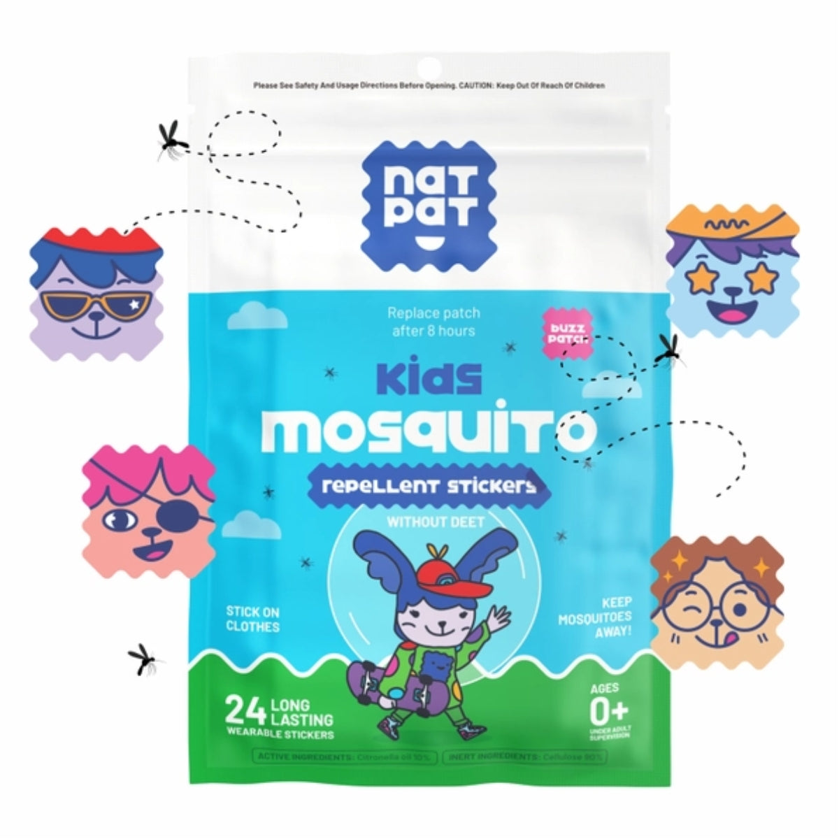 NATPAT BuzzPatch Mosquito Repellent Patches, 24 Pack on Luna Baby Store Miami