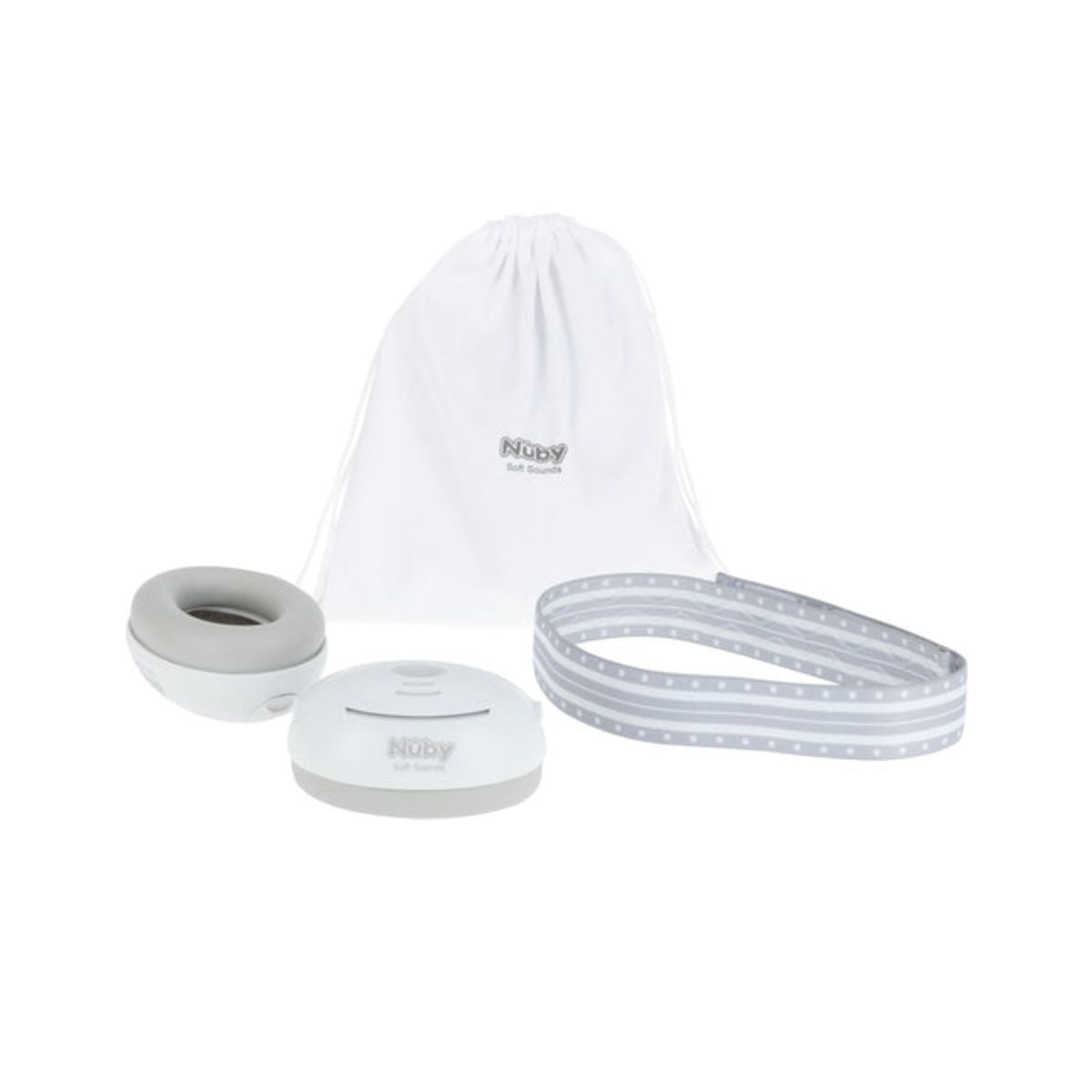 Protetores auriculares ajustáveis Nuby Soft Sounds para bebês, brancos