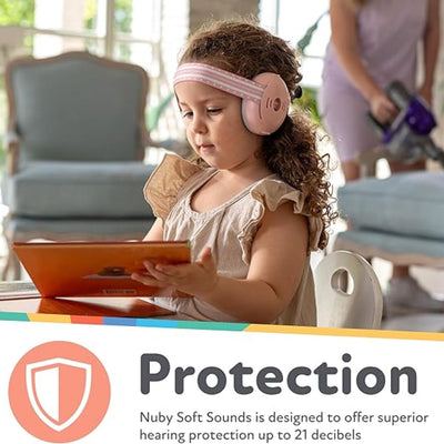 Protetores auriculares ajustáveis Nuby Soft Sounds para bebês, brancos