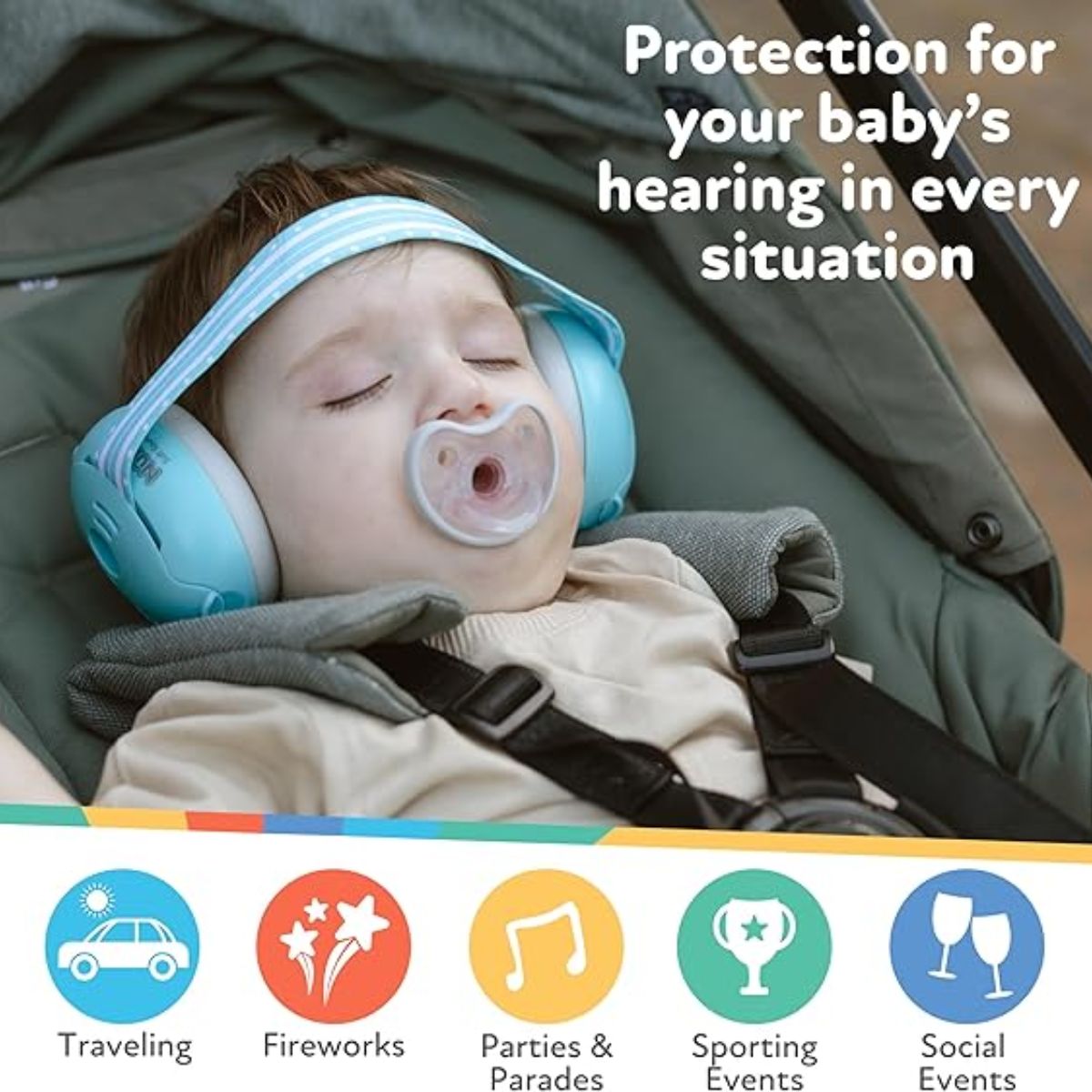 Protetores auriculares ajustáveis Nuby Soft Sounds para bebês, brancos