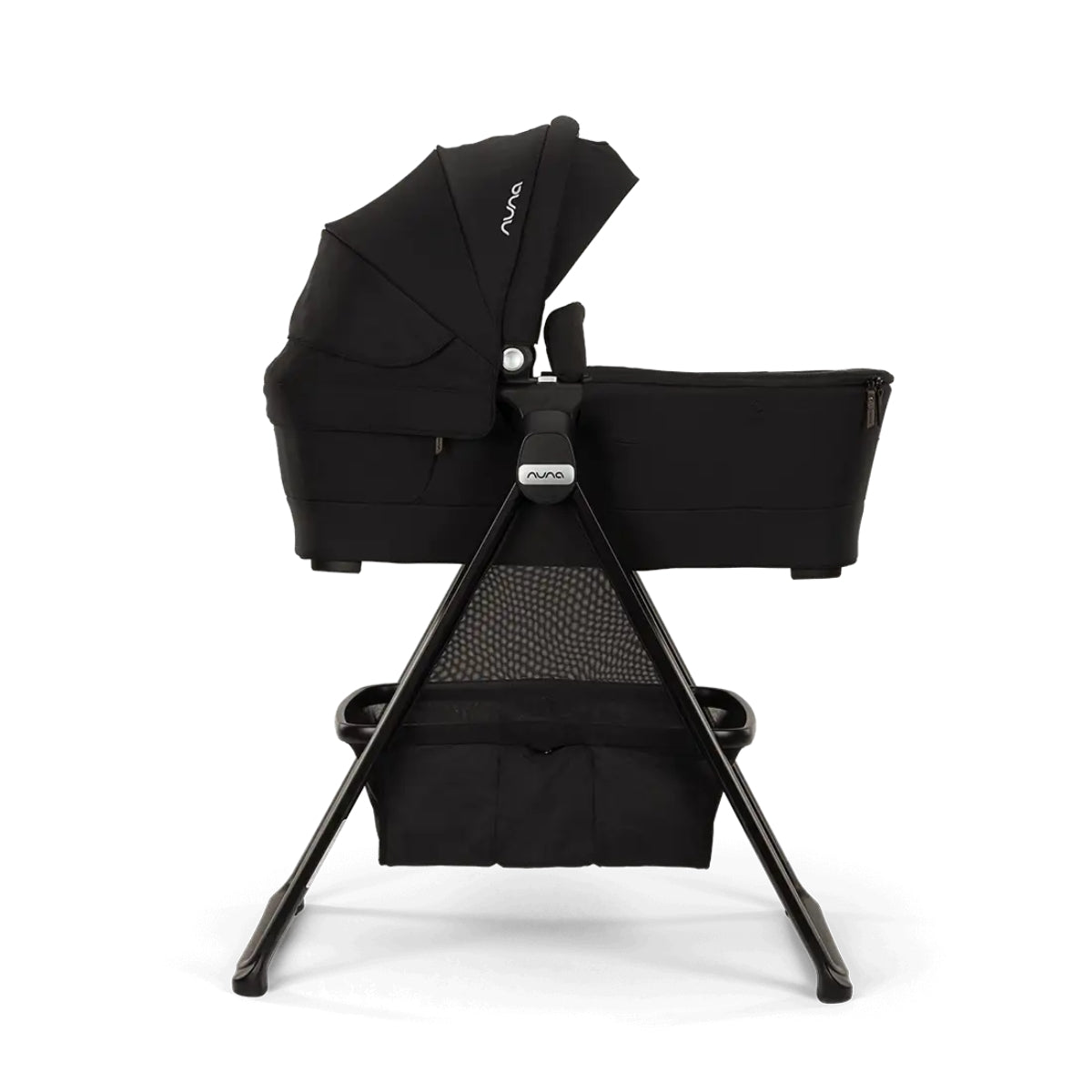 Nuna SWIV & TRIV Series Bassinet + Stand Caviar/Chocolate on Luna Baby Store Miami