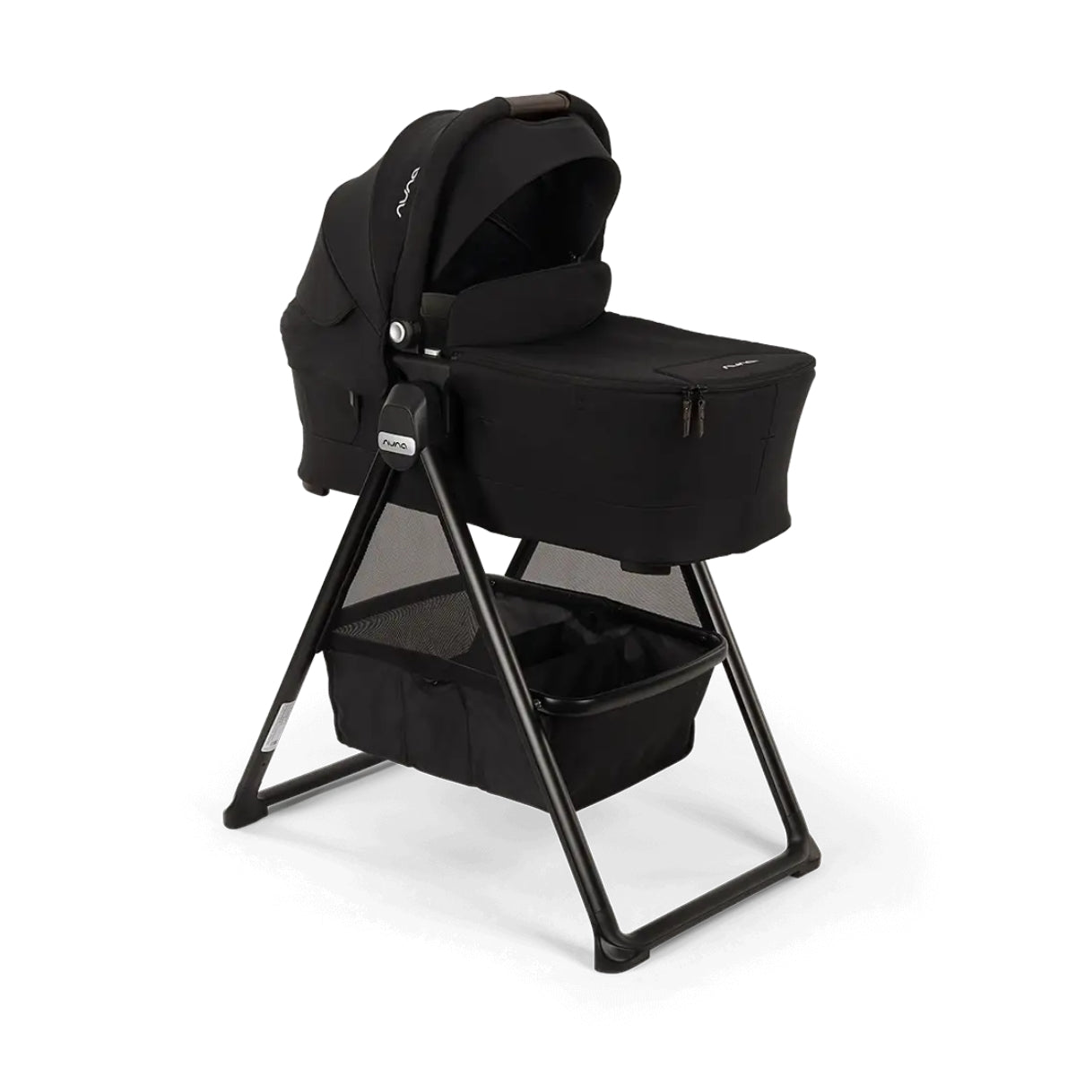 Nuna SWIV & TRIV Series Bassinet + Stand Caviar/Chocolate
