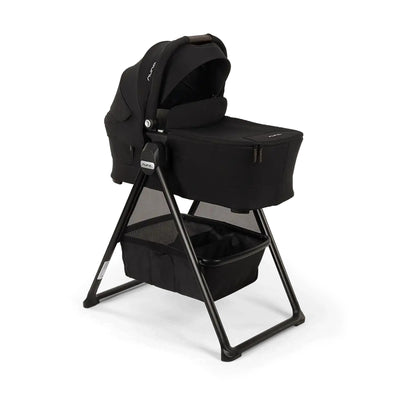 Nuna SWIV & TRIV Series Bassinet + Stand Caviar/Chocolate
