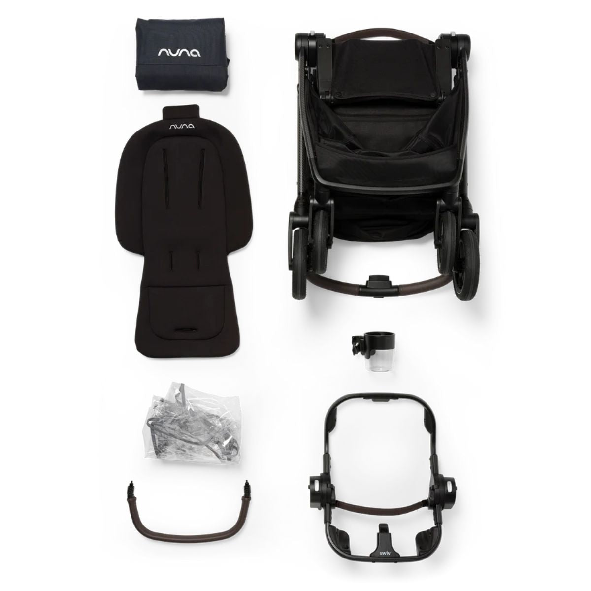 Carrinho De Bebê Travel Sistem Nuna Triv Next + Pipa Urbn Caviar e Chocolate