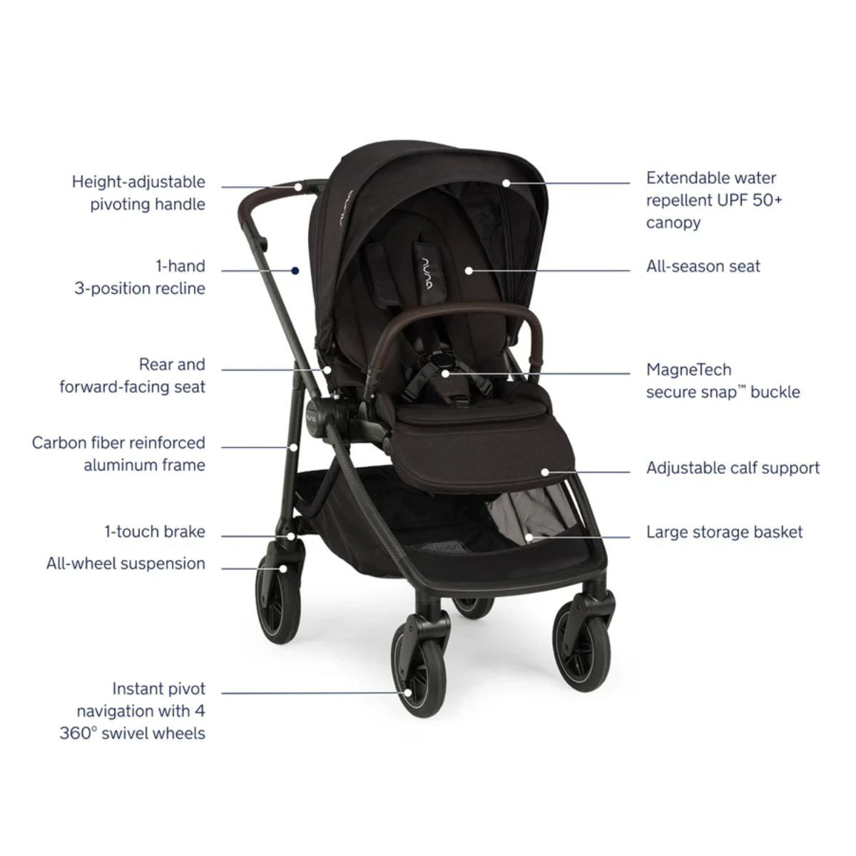 Carrinho De Bebê Travel Sistem Nuna Triv Next + Pipa Urbn Caviar e Chocolate