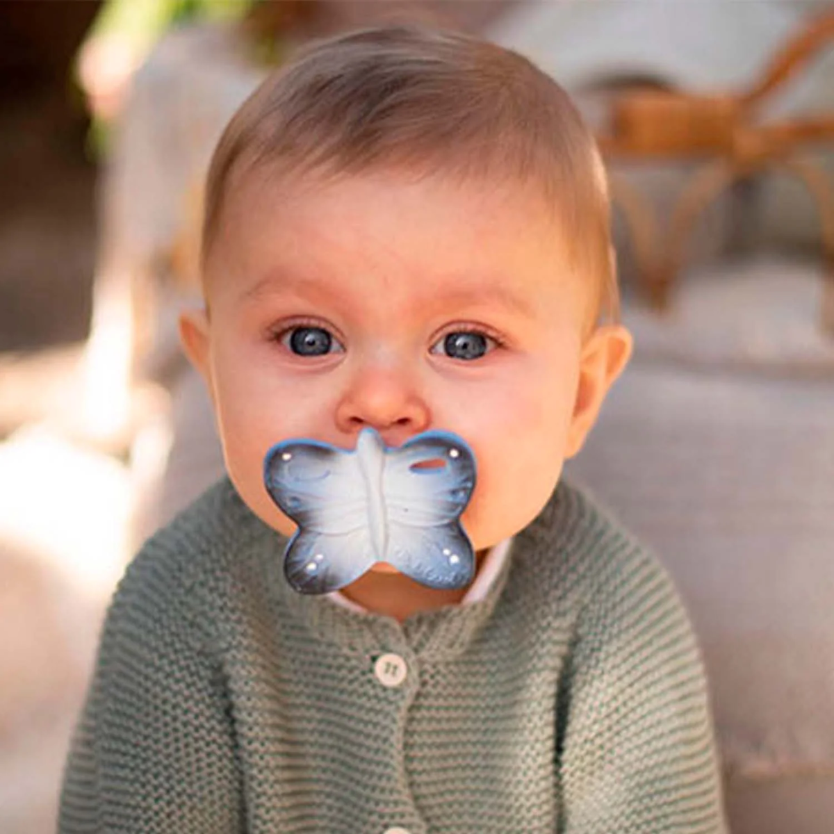 Olí & Carol Mini Teether - Blue The Butterfly on Luna Baby Store Miami