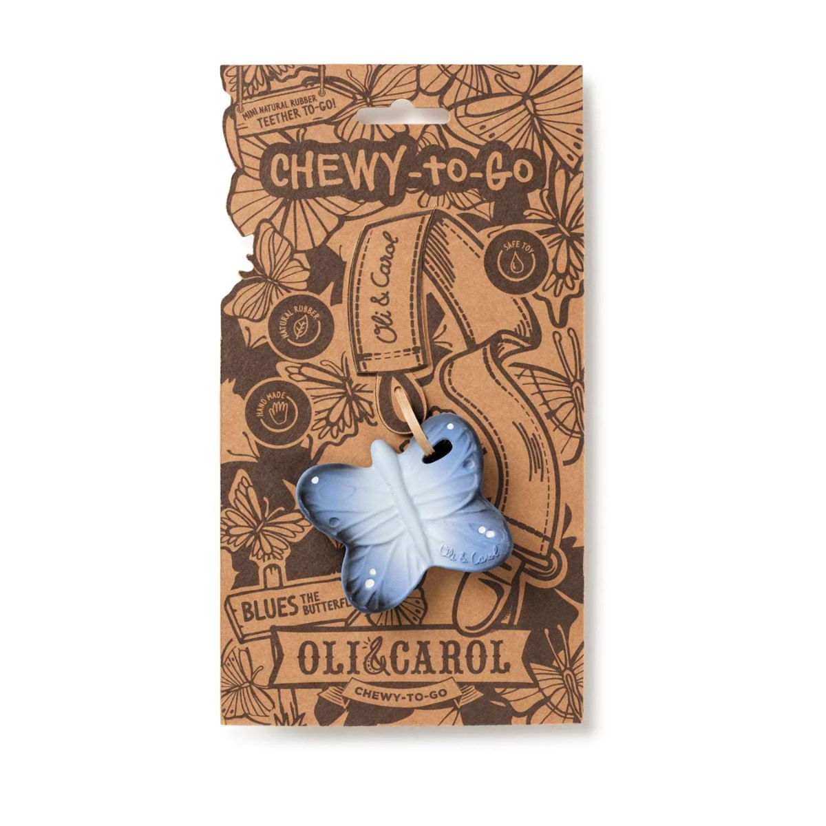 Olí & Carol Mini Teether - Blue The Butterfly on Luna Baby Store Miami
