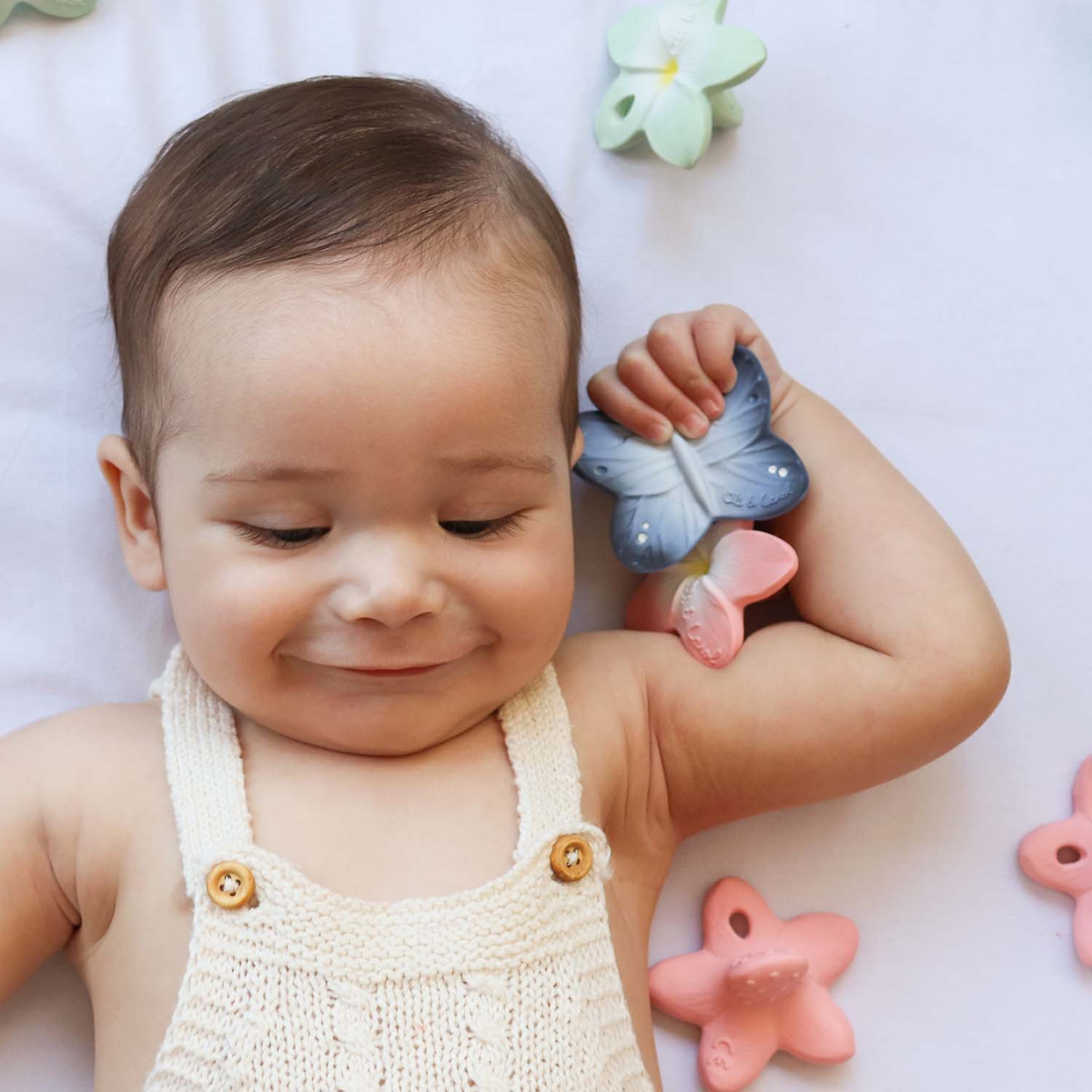 Olí & Carol Mini Teether - Blue The Butterfly on Luna Baby Store Miami