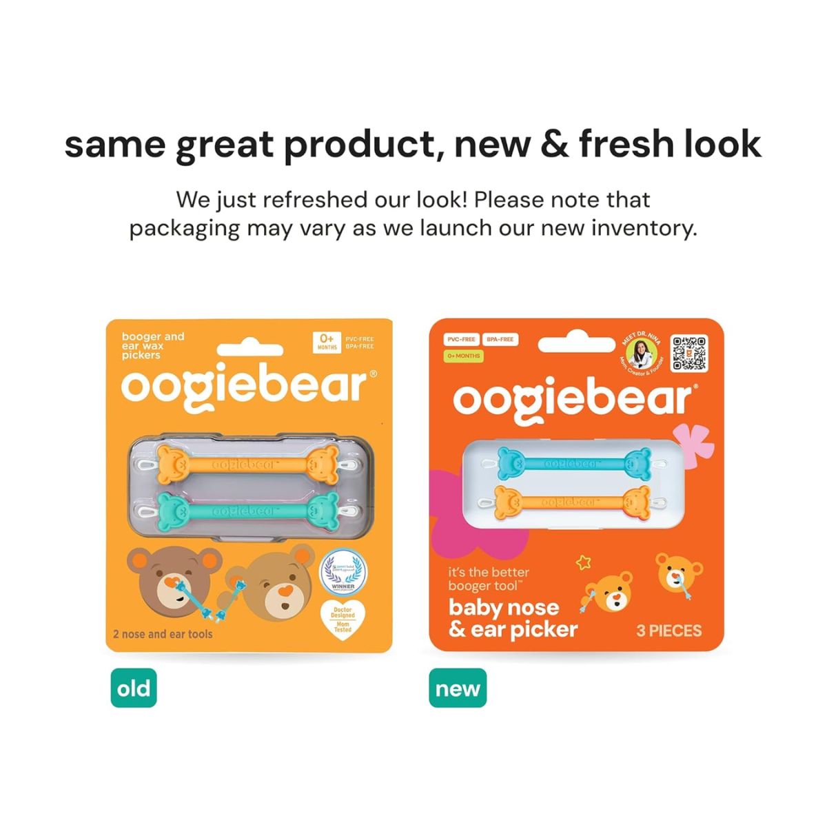 Limpador De Nariz e Ouvido com Estojo Oogiebear 2 Unidades Orange e Seafoam
