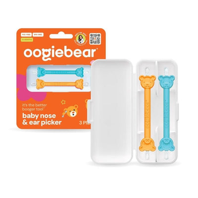 Limpador De Nariz e Ouvido com Estojo Oogiebear 2 Unidades Orange e Seafoam
