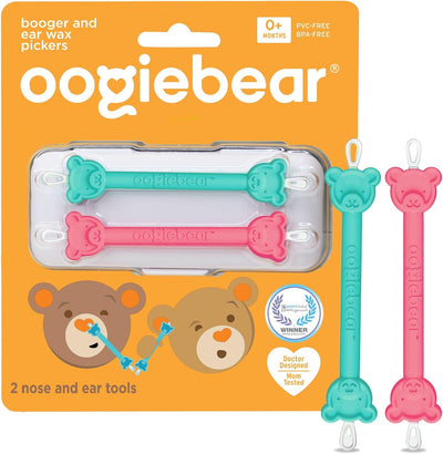 Oogiebear Infant Nose & Ear Cleaner Two Pack - Pink/Sea Foam with Case