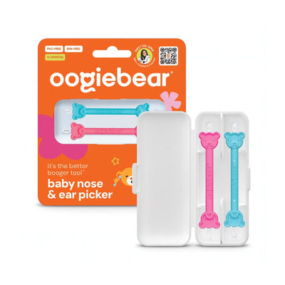 Limpador De Nariz e Ouvido com Estojo Oogiebear 2 Unidades Raspberry & Seafoam