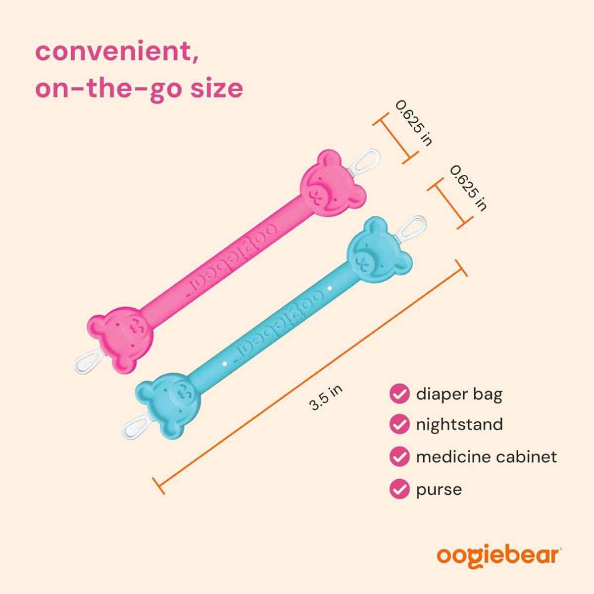 Limpador De Nariz e Ouvido com Estojo Oogiebear 2 Unidades Raspberry & Seafoam on Luna Baby Store Miami