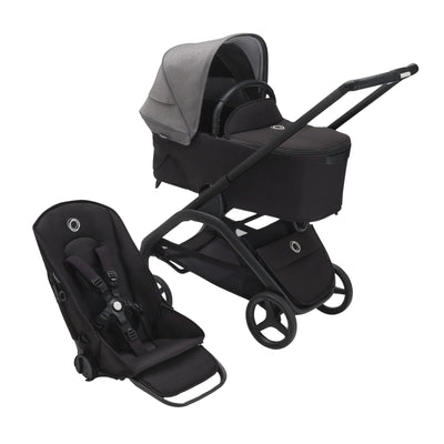 Bugaboo Dragonfly Berço e Assento Para Carrinho - Black/Black/Canopy Grey Melange