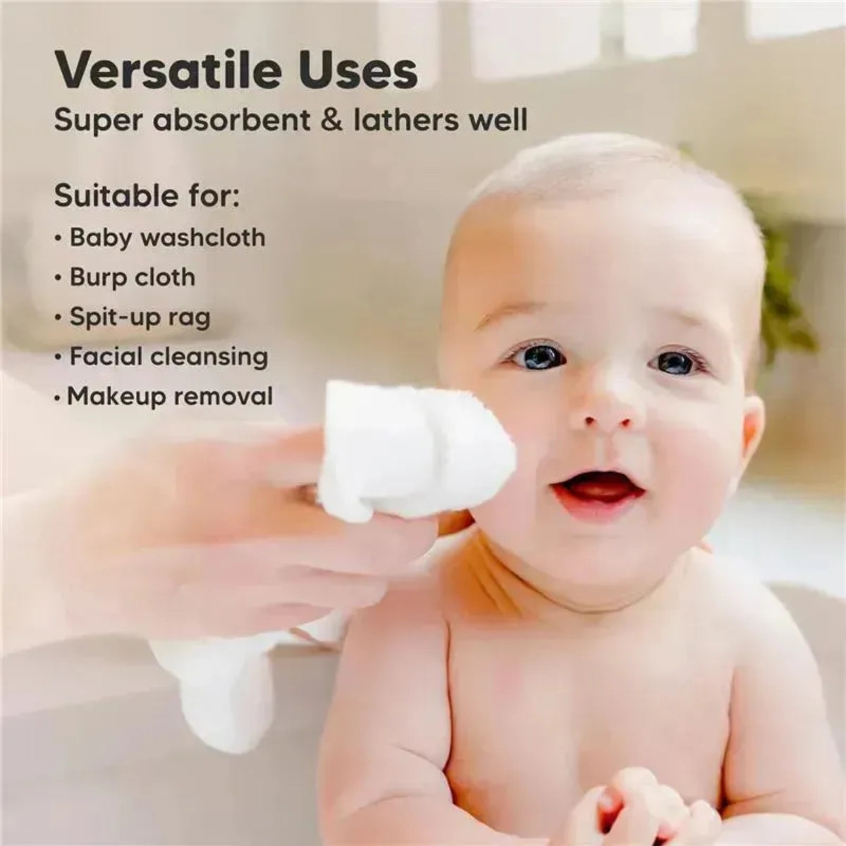 Keababies - 6-Pack Baby Wash Cloths, White