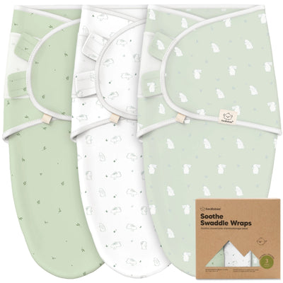KeaBabies 3pk Soothe Baby Swaddles 0-3 Months, Sleep Sack for Newborns Bunnies