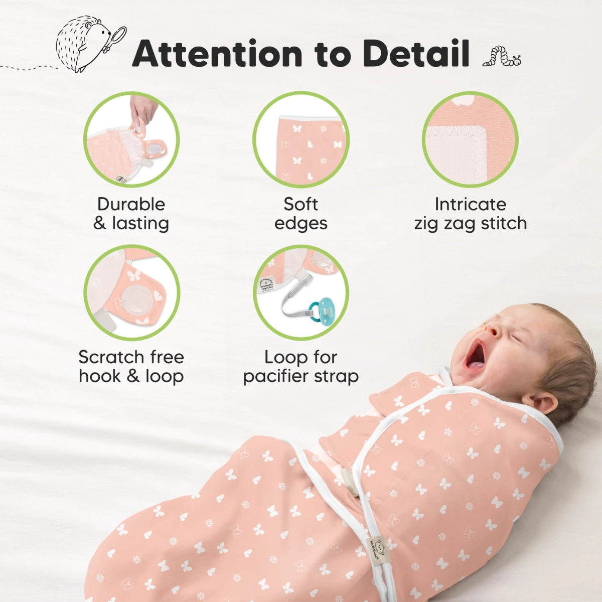 KeaBabies 3pk Soothe Baby Swaddles 0-3 Months, Sleep Sack for Newborns Butterflies on Luna Baby Store Miami