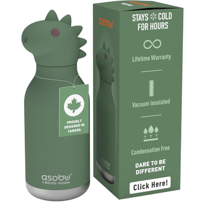 Asobu - Stainless Steel Bottle Silicone Head Dinosaur