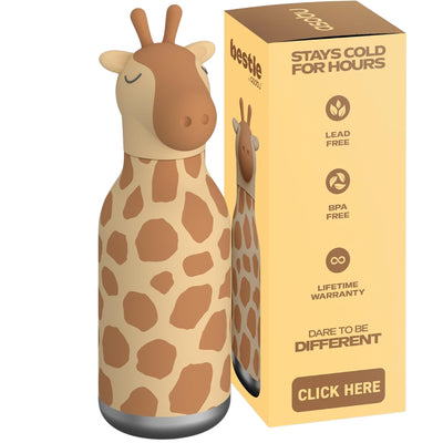 Asobu - Stainless Steel Bottle Silicone Head Giraffe
