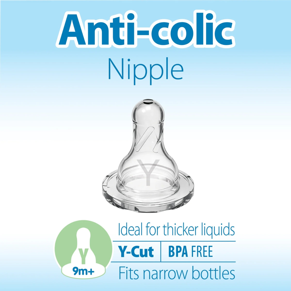Dr. Brown's Y-Cut Silicone Narrow Nipple - 2 Pack