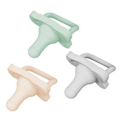 Chupeta HappyPaci 100% silicone Dr. Brown's - 0-6 meses - pacote com 3 - Verde/Creme/Cinza