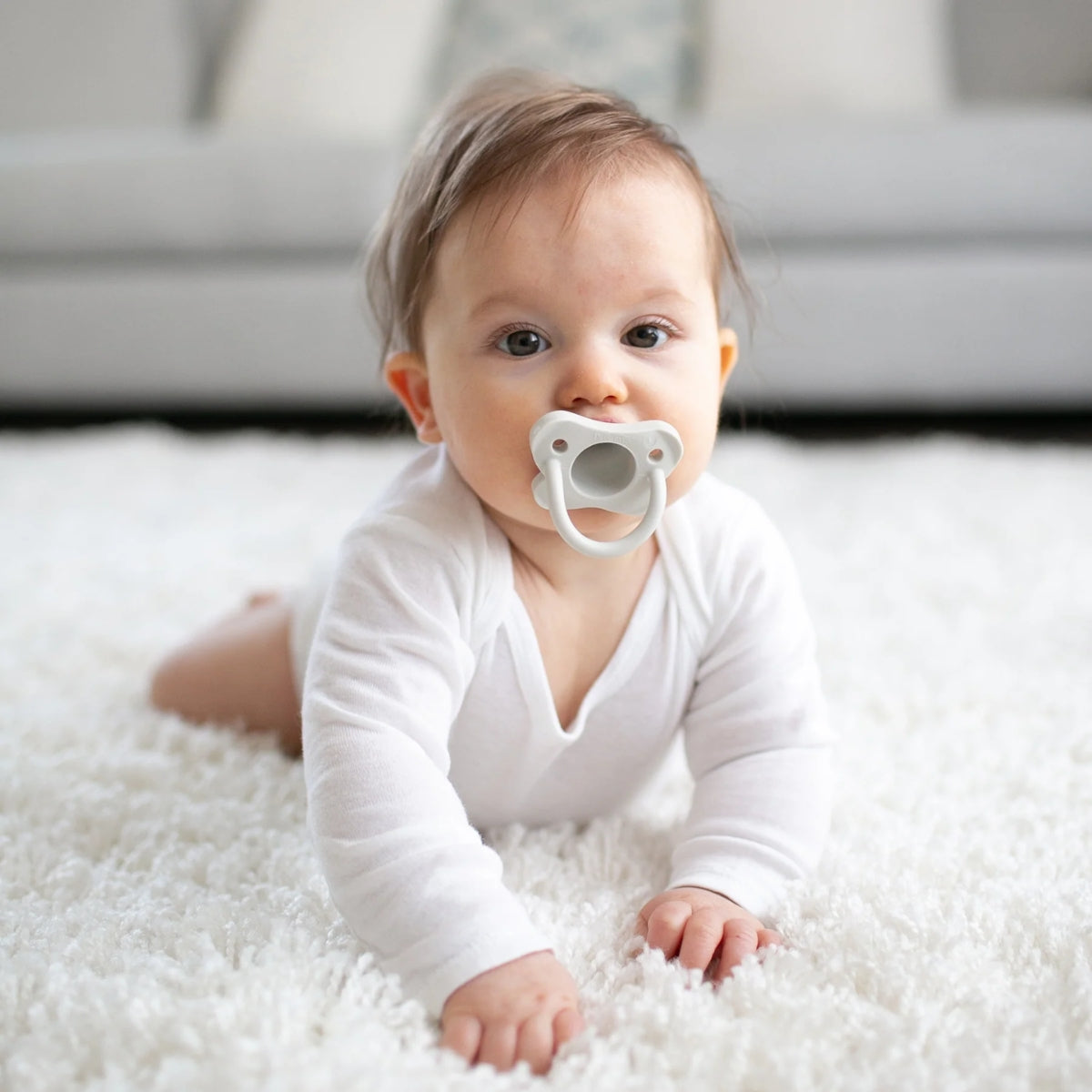 Chupeta HappyPaci 100% silicone Dr. Brown's - 0-6 meses - pacote com 3 - Verde/Creme/Cinza