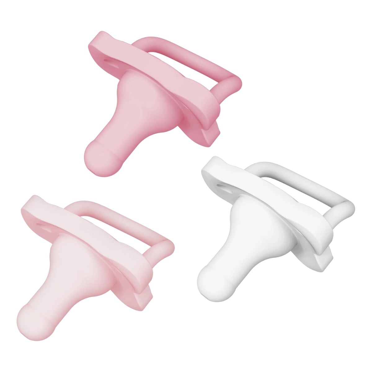 Chupeta HappyPaci 100% silicone Dr. Brown's - 0-6 meses - pacote com 3 - Rosa claro/Rosa/Branco