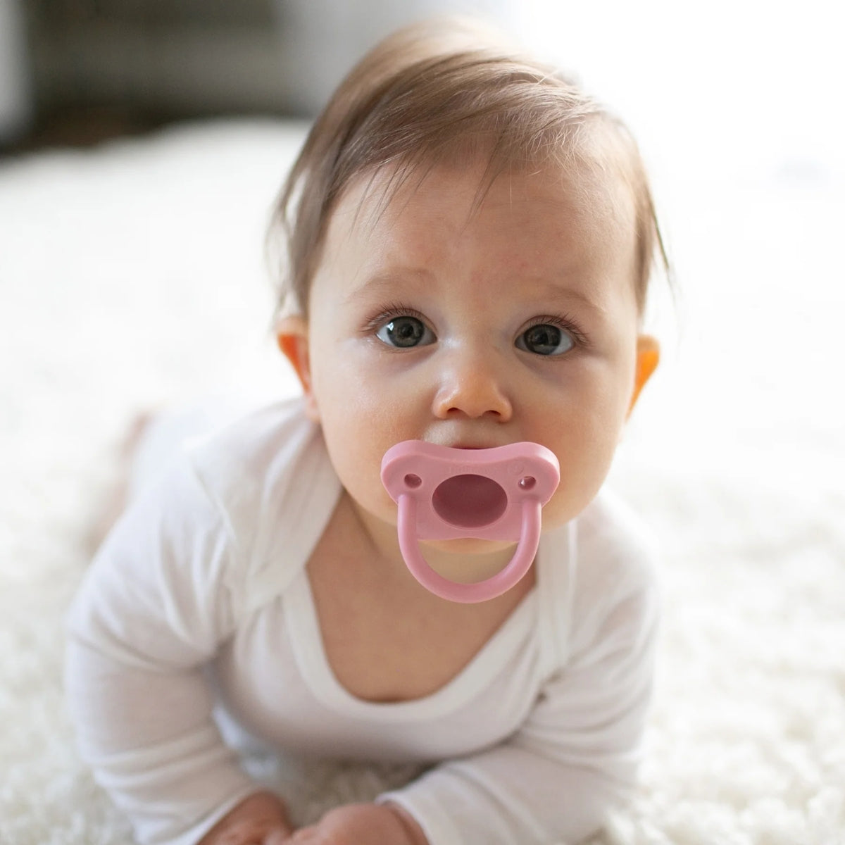 Chupeta HappyPaci 100% silicone Dr. Brown's - 0-6 meses - pacote com 3 - Rosa claro/Rosa/Branco