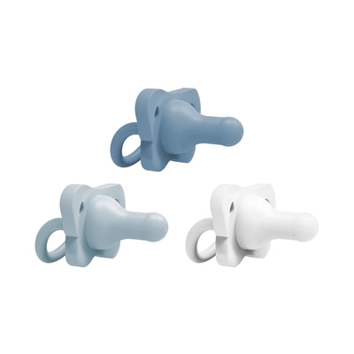 Chupeta HappyPaci 100% silicone Dr. Brown's - 0-6 meses - pacote com 3 - Azul/Branco/Azul claro