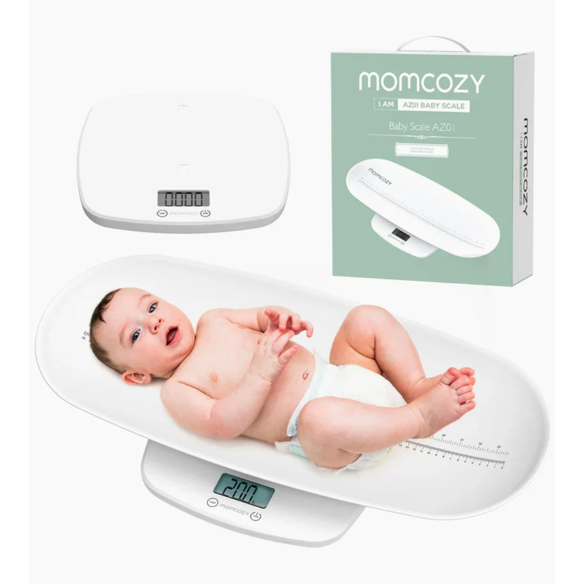 Balança multifuncional para bebês Momcozy, medição de peso e altura