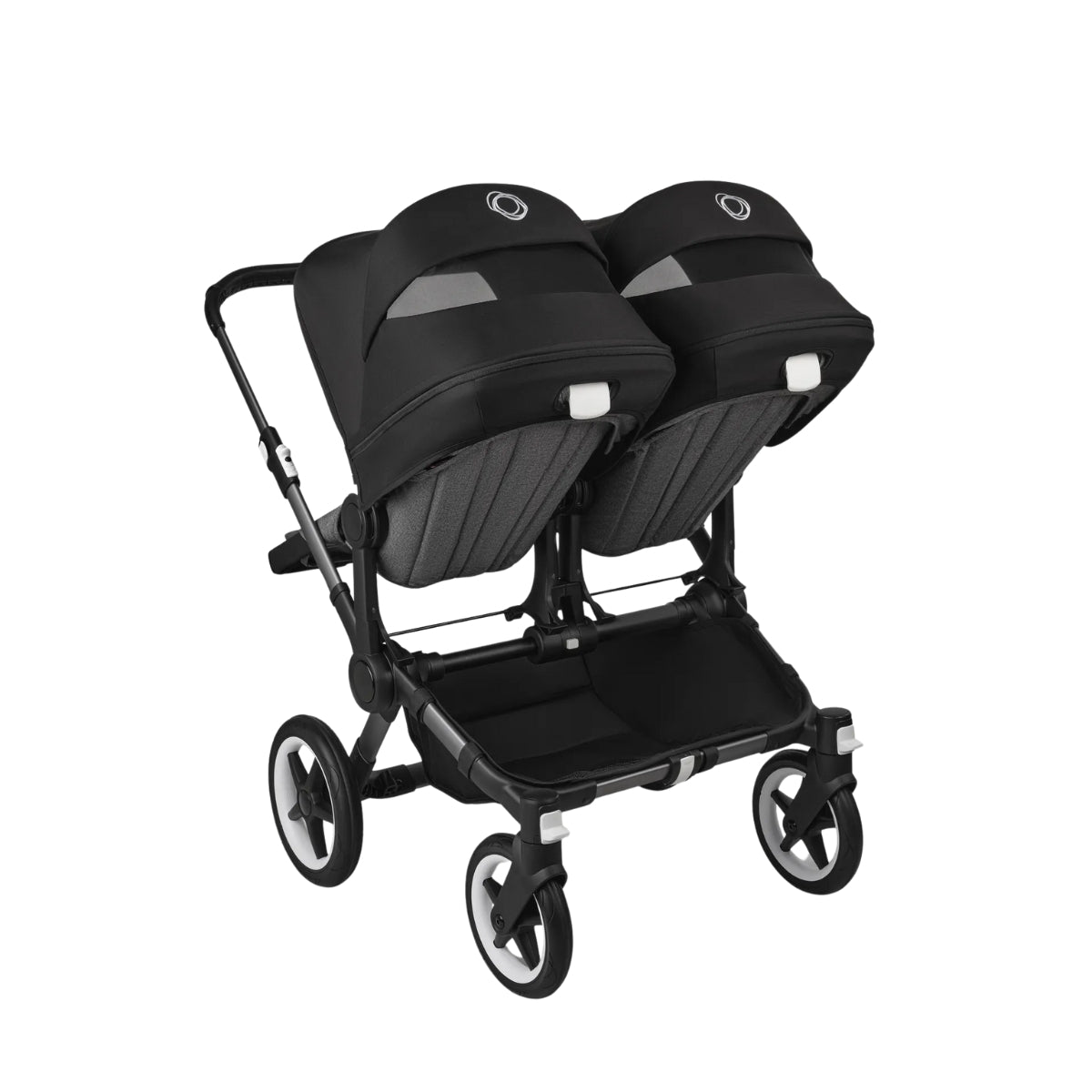 Carrinho de bebê duplo Bugaboo Donkey 5 - Midnight Black Canopy/Grey Melange /Graphite Chassis