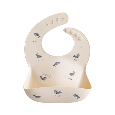 Babador De Silicone Infantil Mushie - Baleias