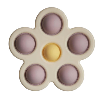 Brinquedo Para Prensar Mushie Flores Soft Lilac/ Daffodil/ Ivory