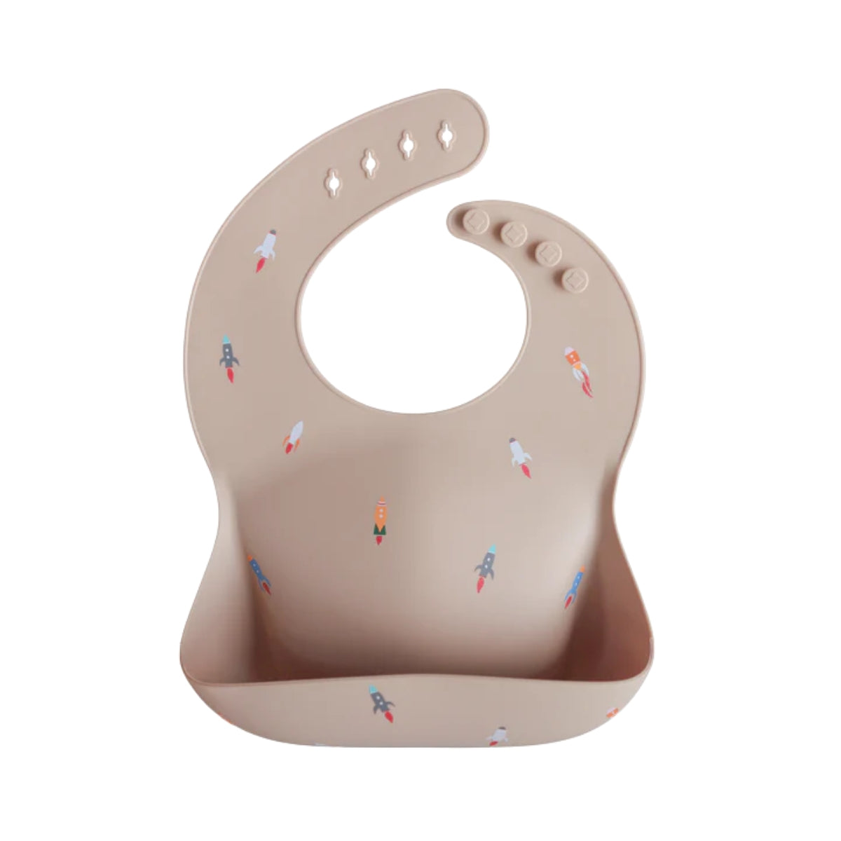 Babador de silicone para bebê Mushie - Rocket Ship
