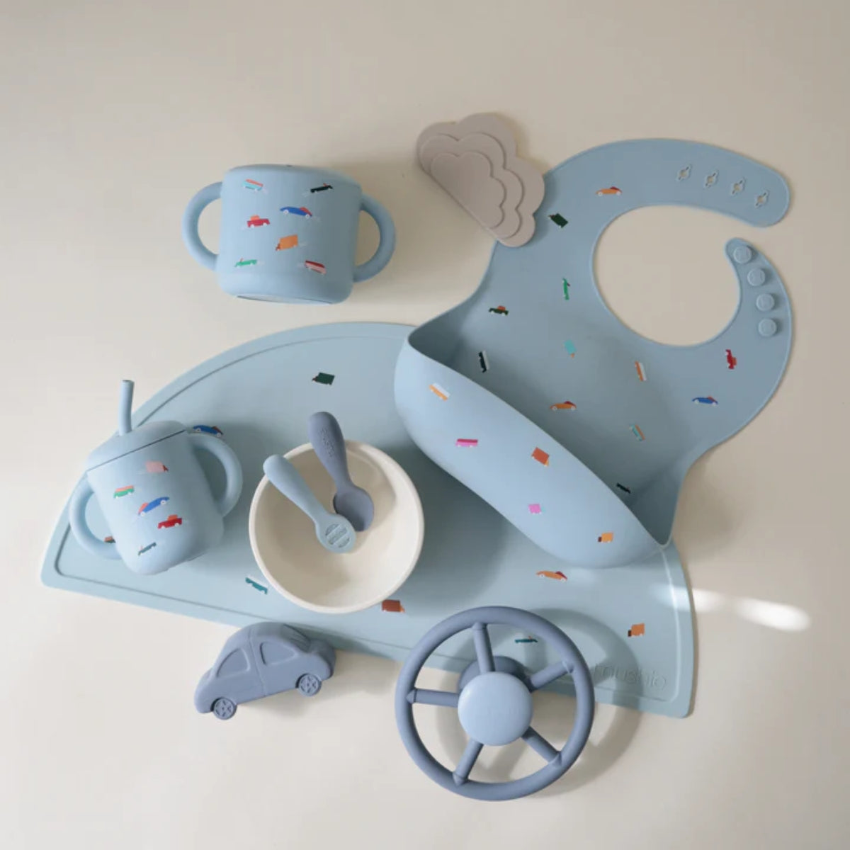 Copo de treinamento de silicone + canudo - Retro Cars