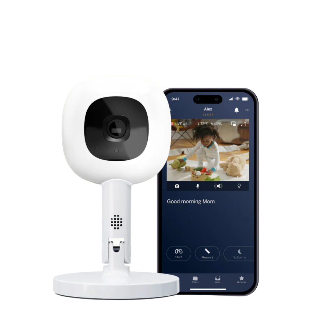 Monitor de bebê inteligente Nanit Pro e suporte flexível - Branco on Luna Baby Store Miami