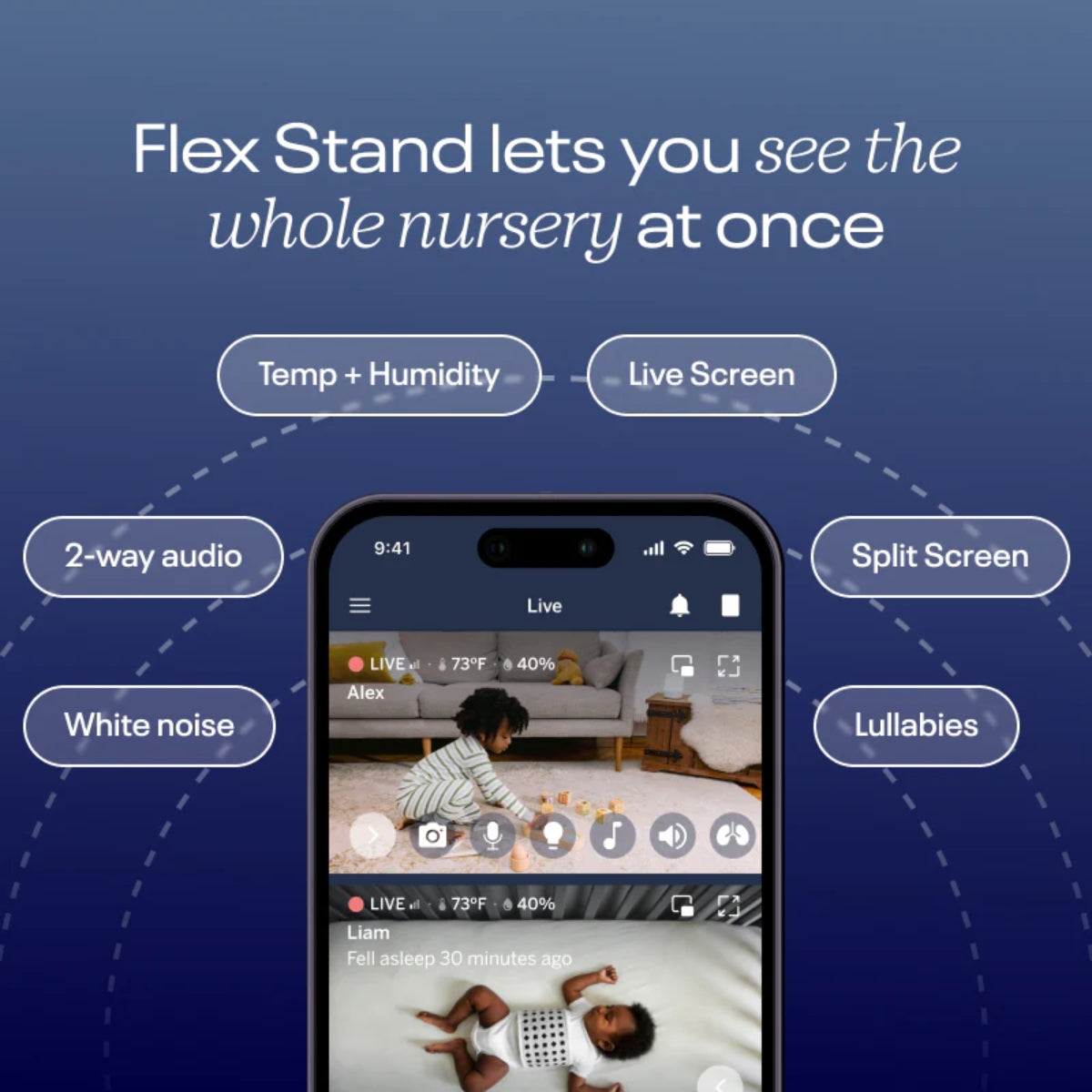 Nanit Pro Smart Baby Monitor & Flex Stand - White