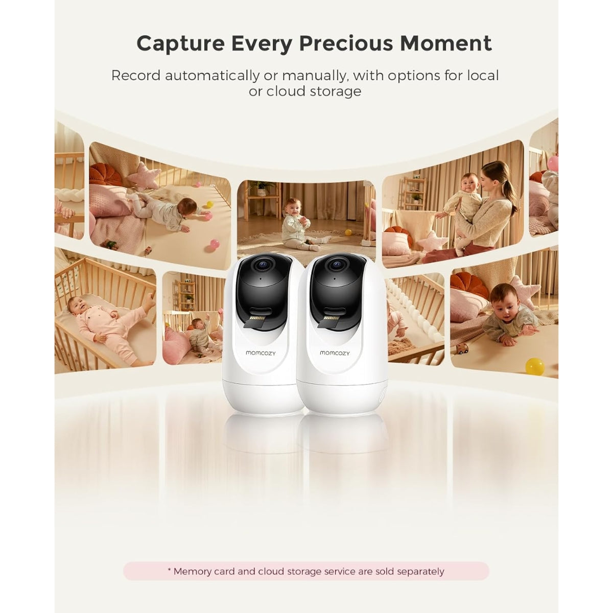 Monitor de Bebê Inteligente de Modo  Duplo de 5 Polegadas Momcozy Com 2 Câmeras -BM04