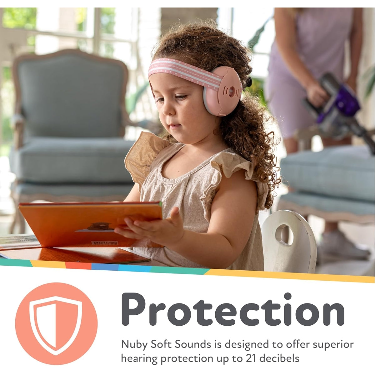 Protetores auriculares ajustáveis Nuby Soft Sounds para bebês, brancos